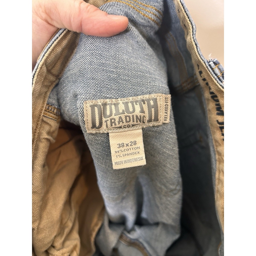 Duluth Trading Co Flex Ballroom Men's Dark Blue Denim Jeans Relaxed Size 38x28 - Picture 10 of 10